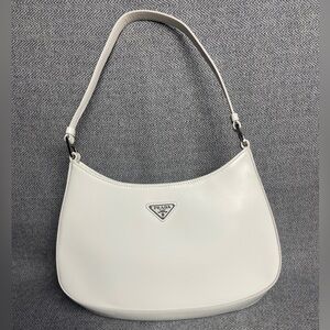 White Spazzolato Prada Cleo Shoulder bag